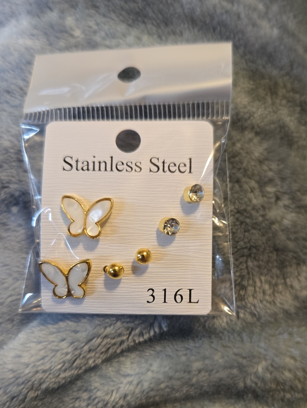 3/$10 Bundle Deals Gold and White Butterfly Earring Set